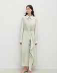 "Green Time" lapel side slit two - wear cotton printed shirt - variant_title