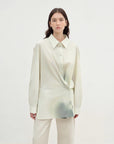 "Green Time" lapel side slit two - wear cotton printed shirt - variant_title