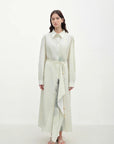 "Green Time" lapel side slit two - wear cotton printed shirt - variant_title