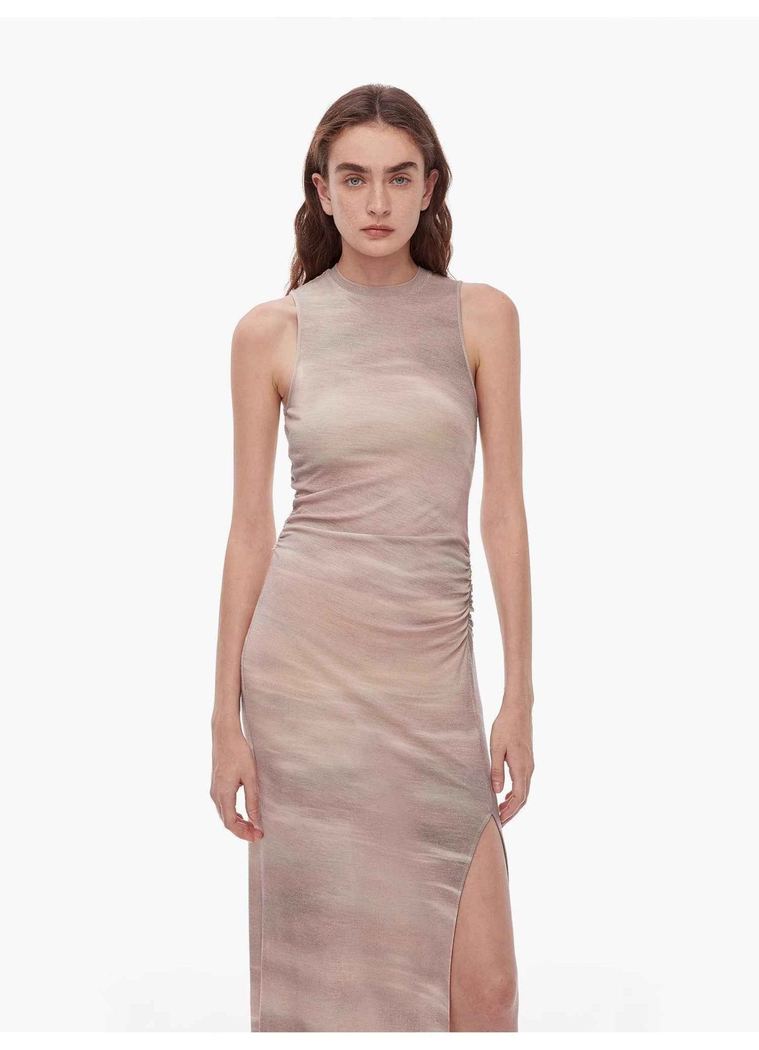 "Half Summer Ball" Fine Wool Blend Sleeveless Slit Long Knit Dress - variant_title