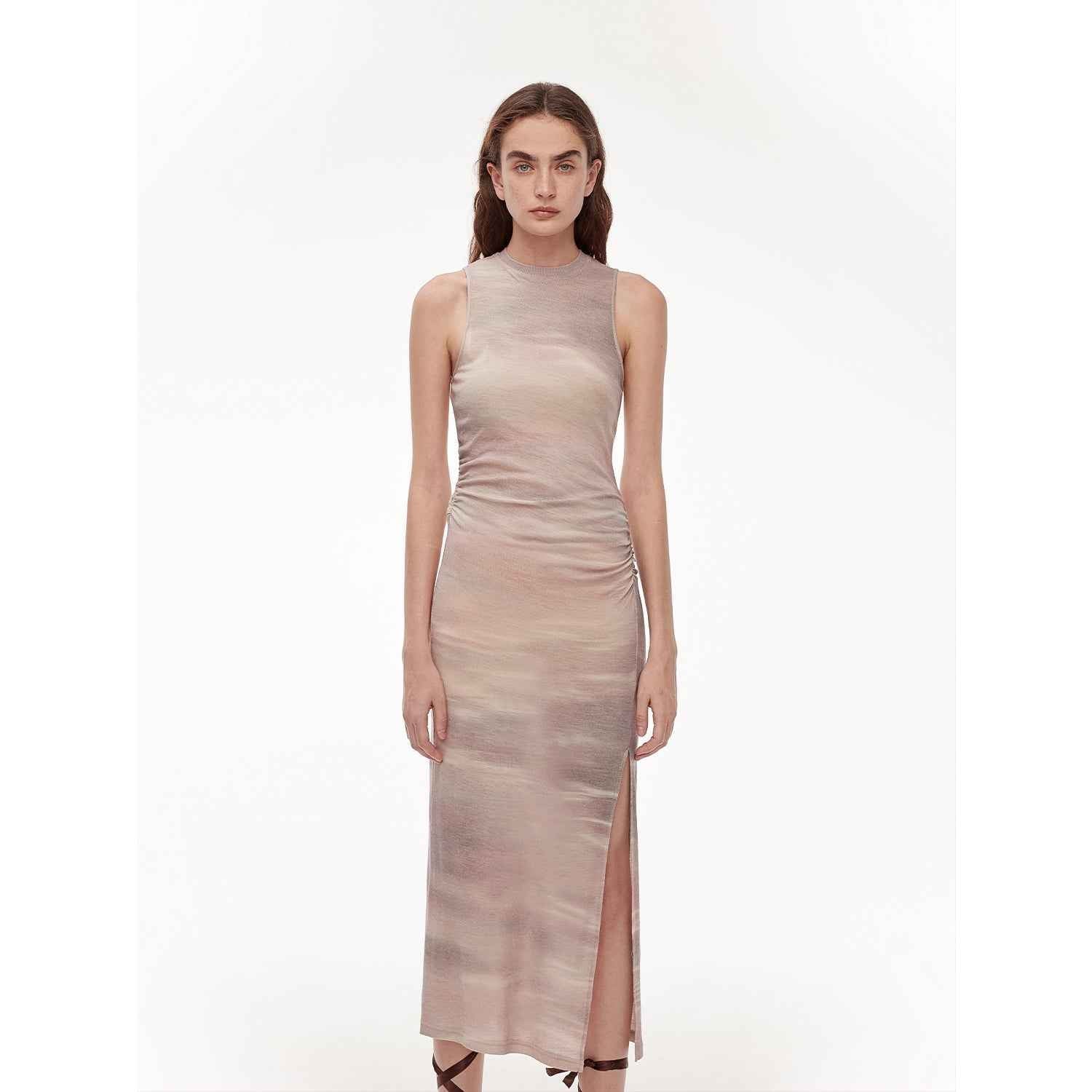 "Half Summer Ball" Fine Wool Blend Sleeveless Slit Long Knit Dress - variant_title