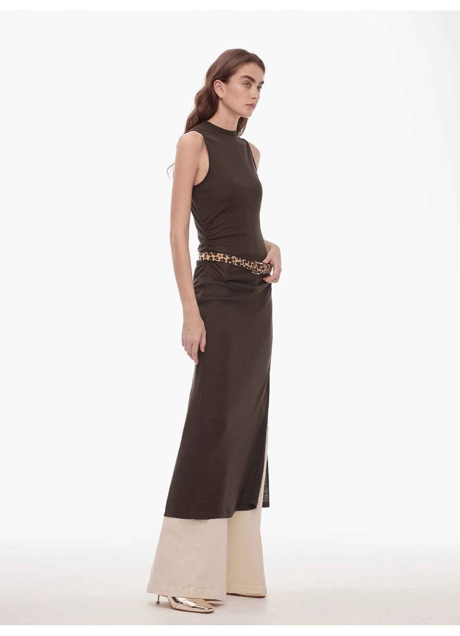 "Half Summer Ball" Fine Wool Blend Sleeveless Slit Long Knit Dress - variant_title