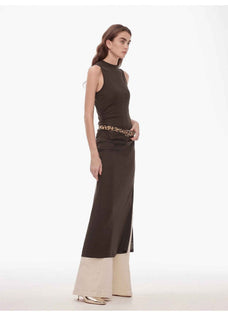 "Half Summer Ball" Fine Wool Blend Sleeveless Slit Long Knit Dress - variant_title