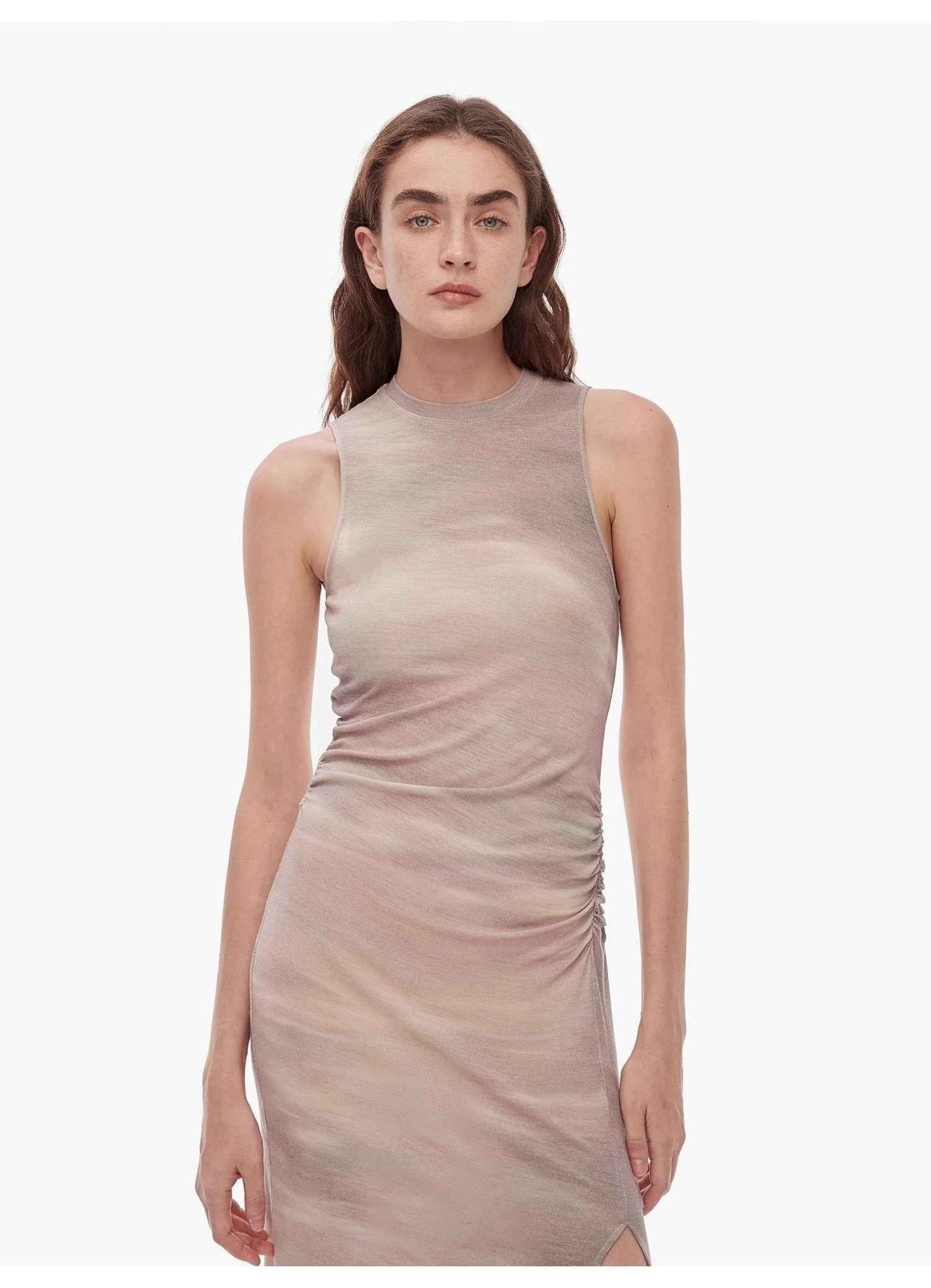 "Half Summer Ball" Fine Wool Blend Sleeveless Slit Long Knit Dress - variant_title