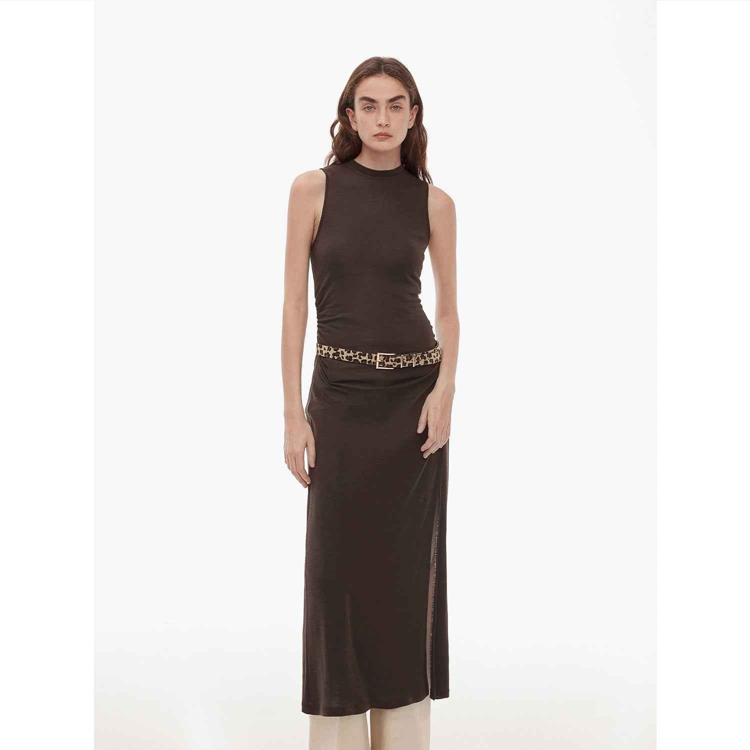 "Half Summer Ball" Fine Wool Blend Sleeveless Slit Long Knit Dress - variant_title