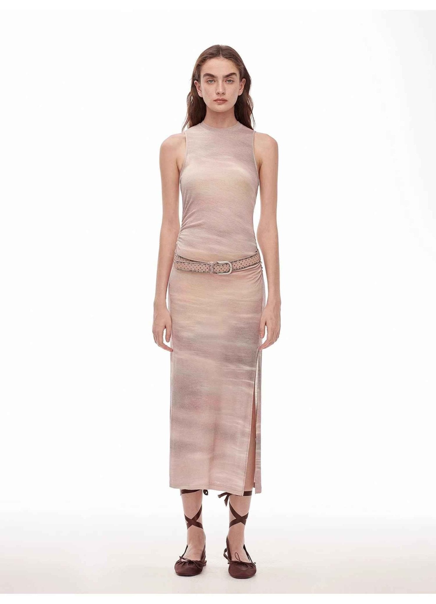 "Half Summer Ball" Fine Wool Blend Sleeveless Slit Long Knit Dress - variant_title