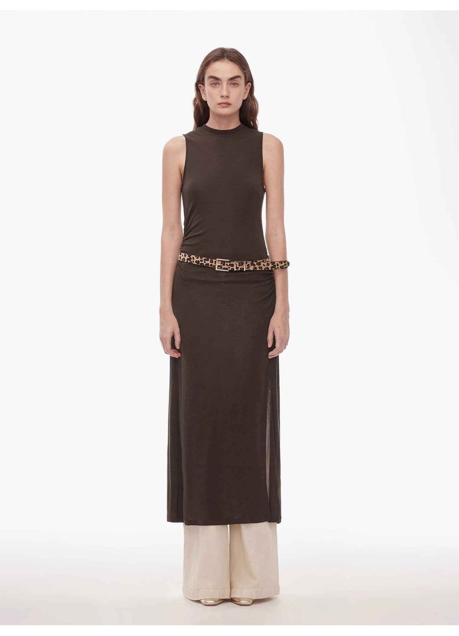 "Half Summer Ball" Fine Wool Blend Sleeveless Slit Long Knit Dress - variant_title