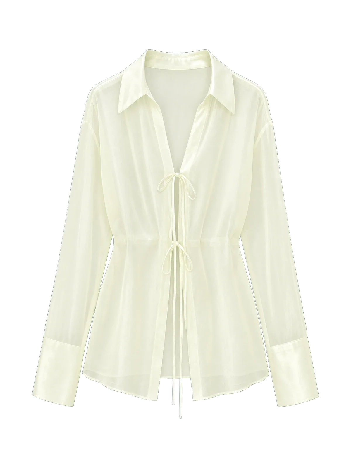 "Hazy Moonlight" off-white sheer silk chiffon shirt product image