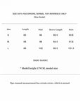 "Hazy Moonlight" silk chiffon shirt size chart