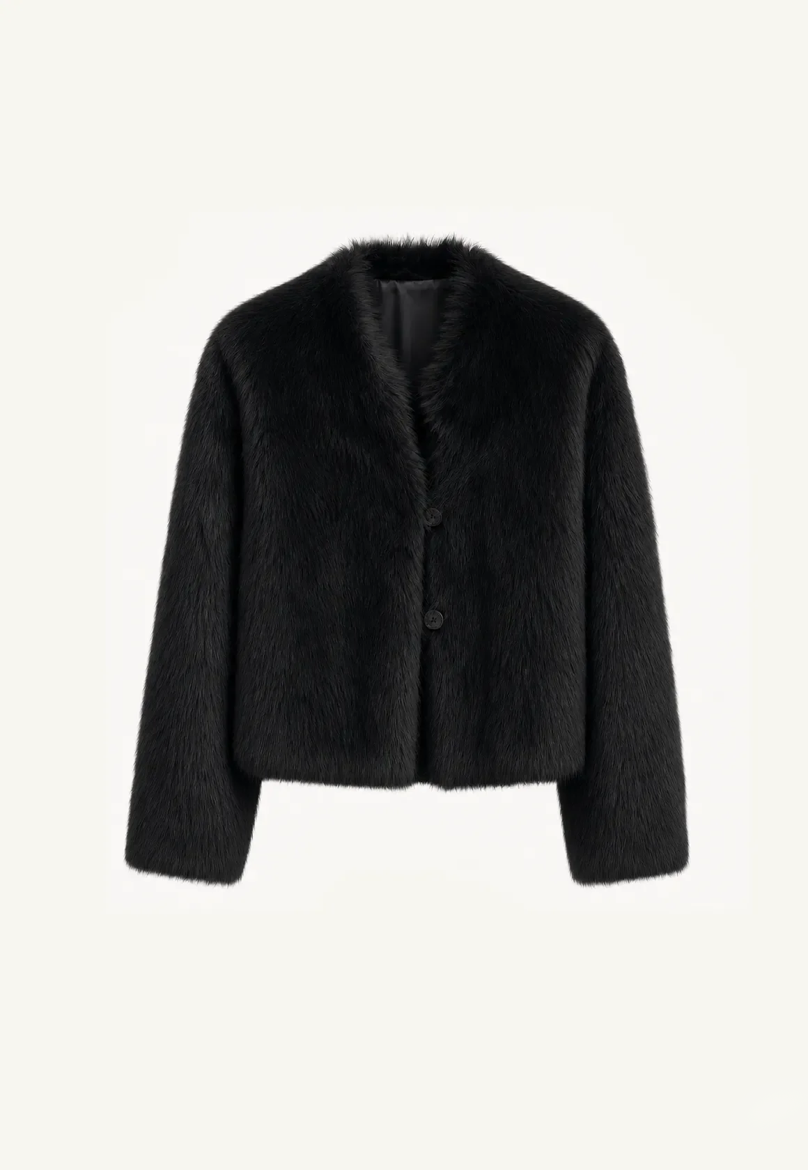 Healing Eros black Toscana shearling stand-collar coat product cutout