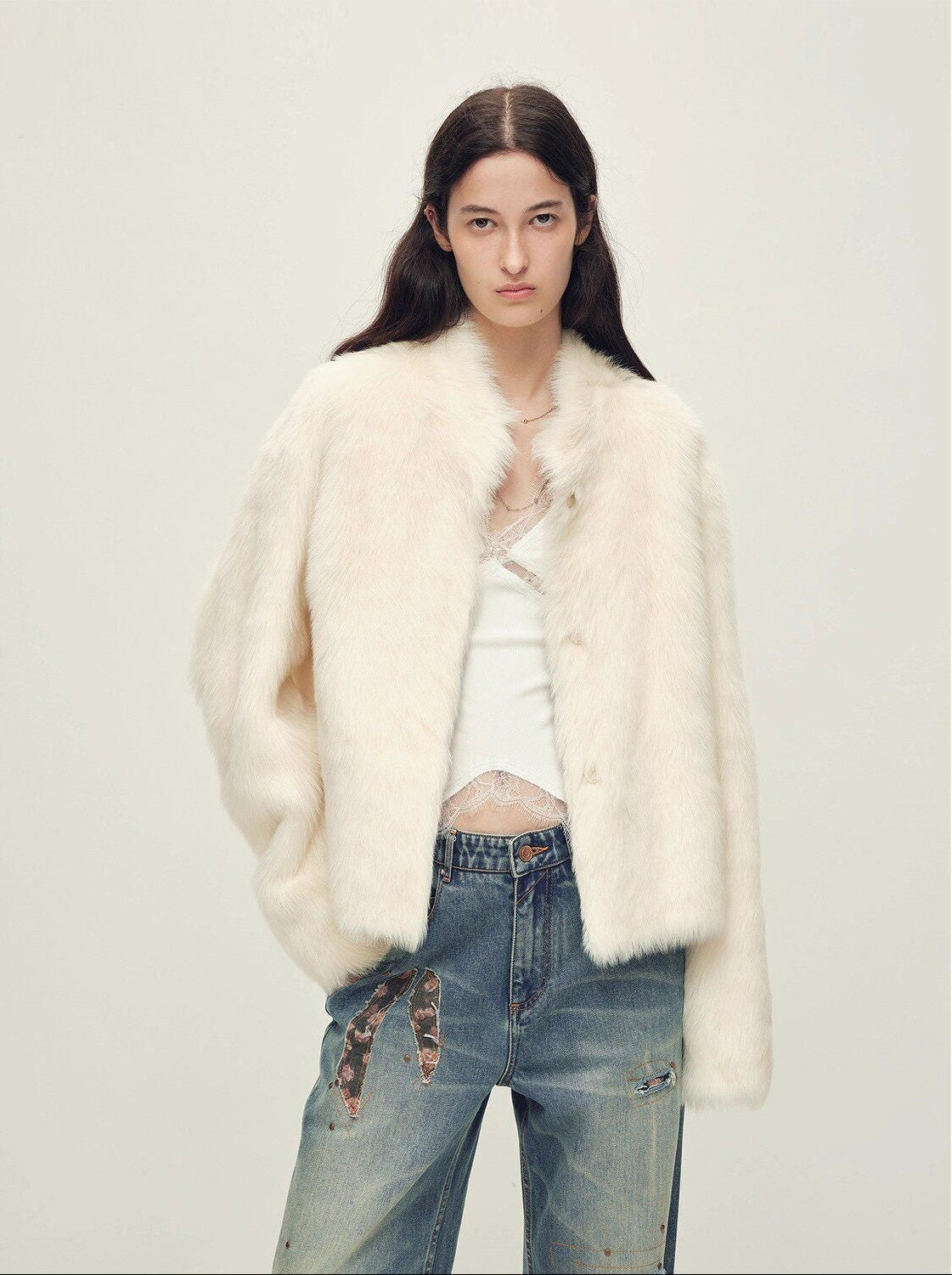 "Healing Eros" casual stand - up collar short Toscana Shearing Coat winter