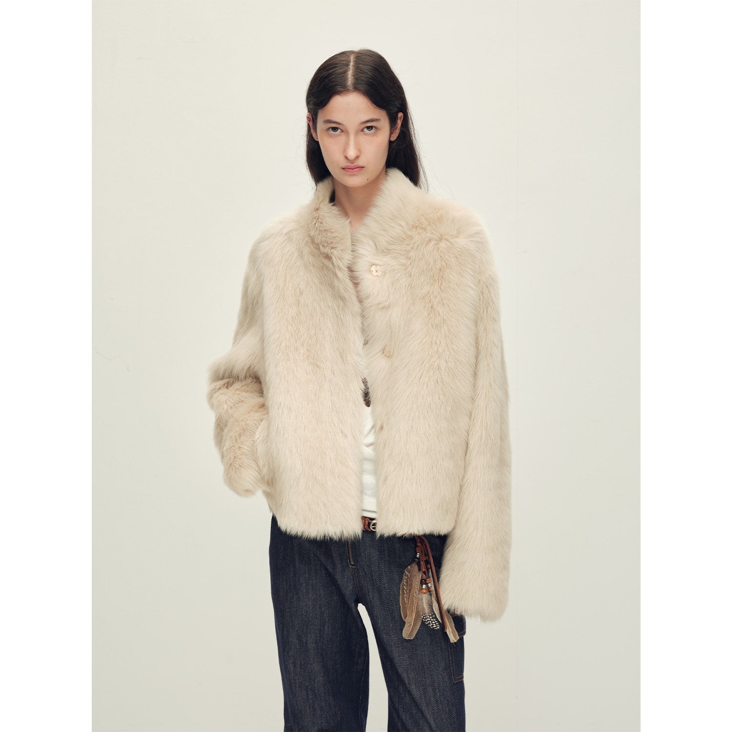 "Healing Eros" casual stand - up collar short Toscana Shearing Coat winter