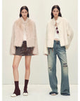 "Healing Eros" casual stand - up collar short Toscana Shearing Coat winter
