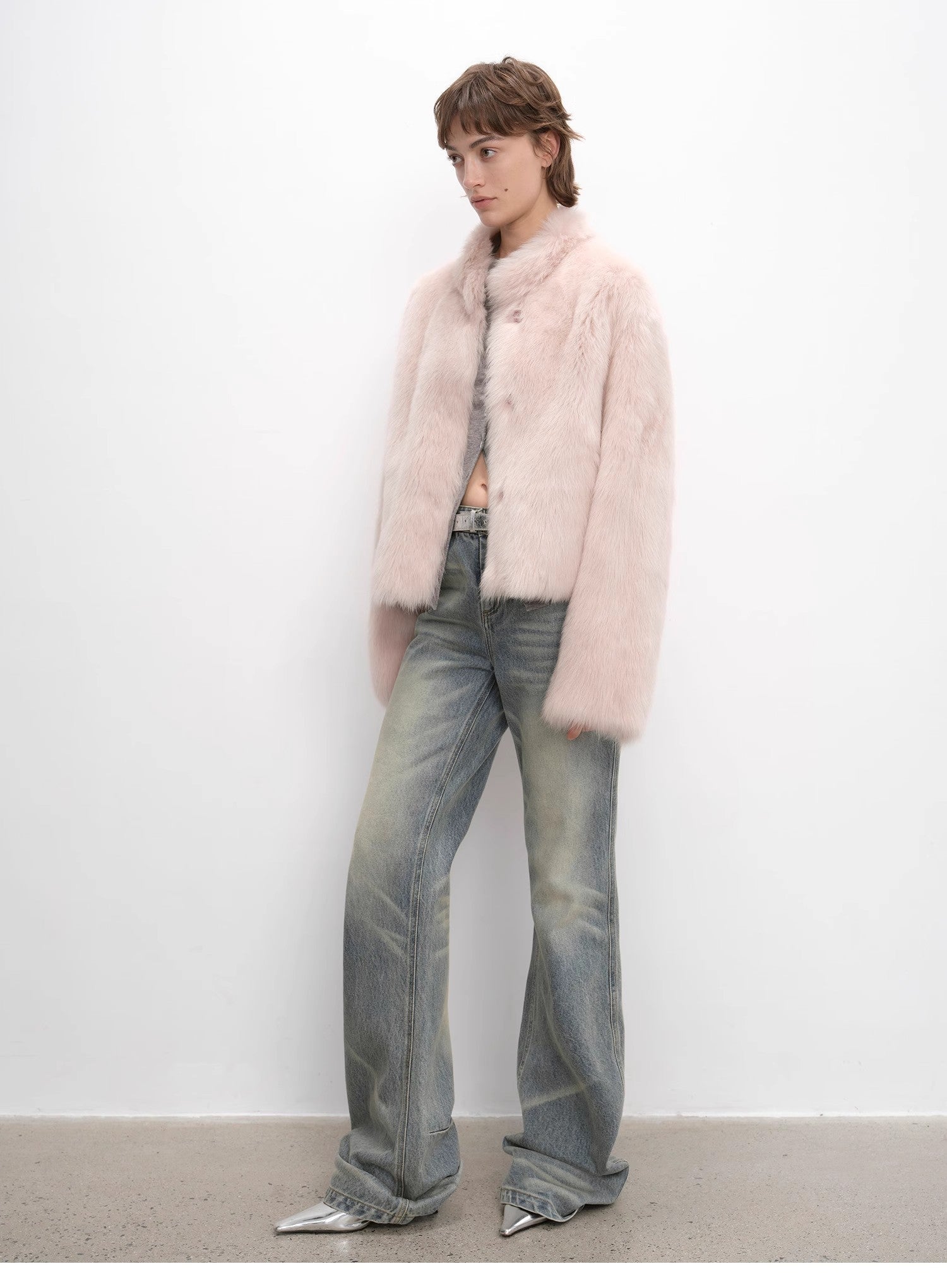 "Healing Eros" casual stand - up collar short Tuscan sheepskin fur coat winter - variant_title