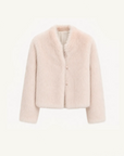 Healing Eros dirty pink Toscana shearling stand-collar coat product cutout