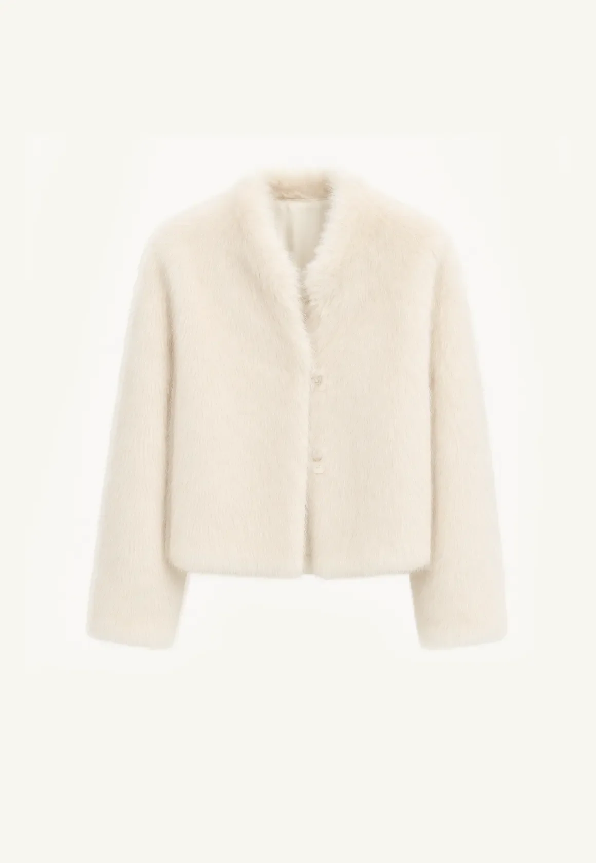 Healing Eros white Toscana shearling stand-collar coat product cutout