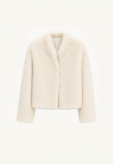 Healing Eros white Toscana shearling stand-collar coat product cutout
