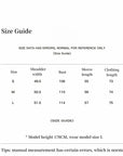 Heartbeat fox fur coat size guide for S, M and L