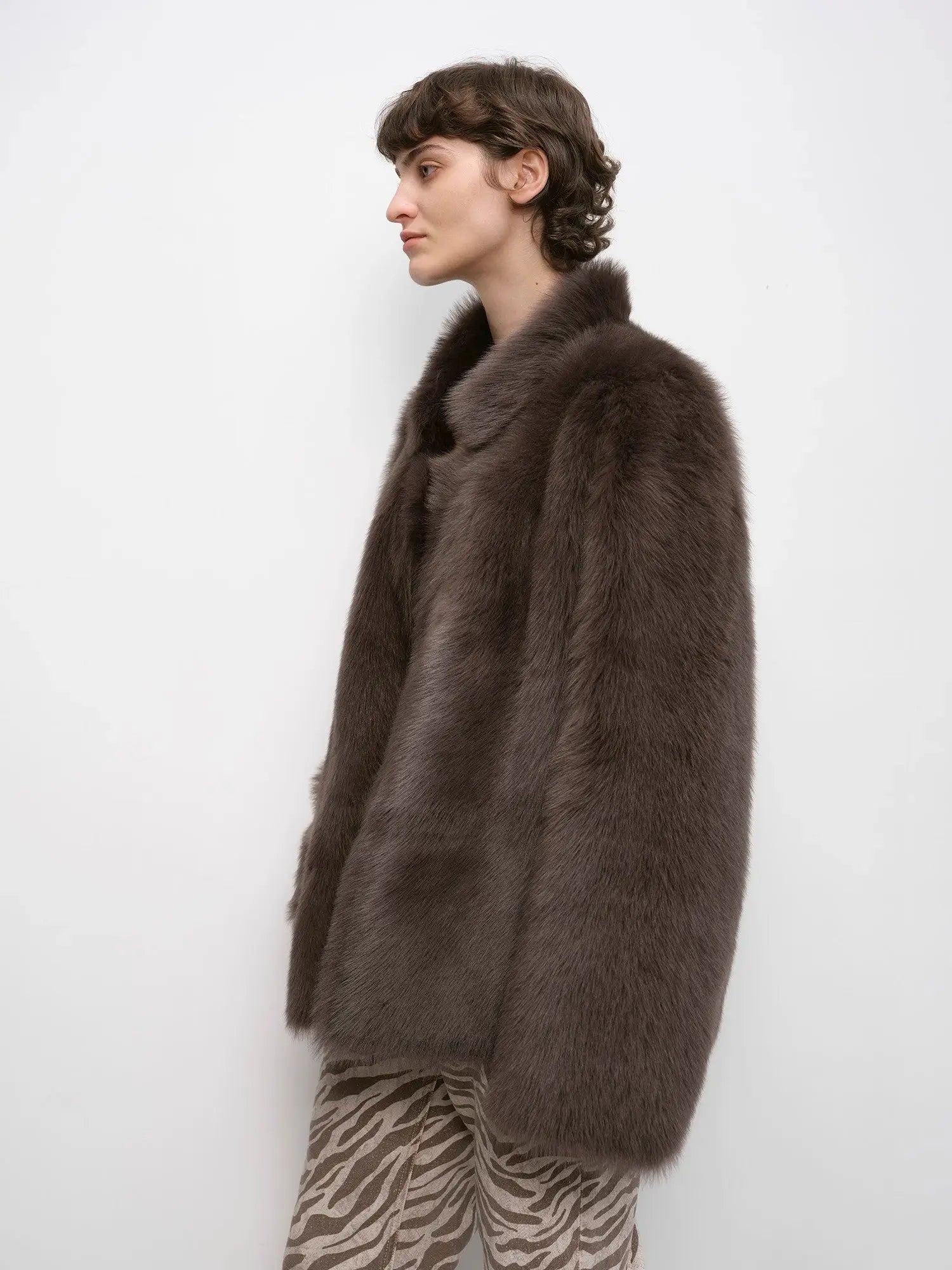 Heartbeat Mark dark brown Toscana shearling coat, side view