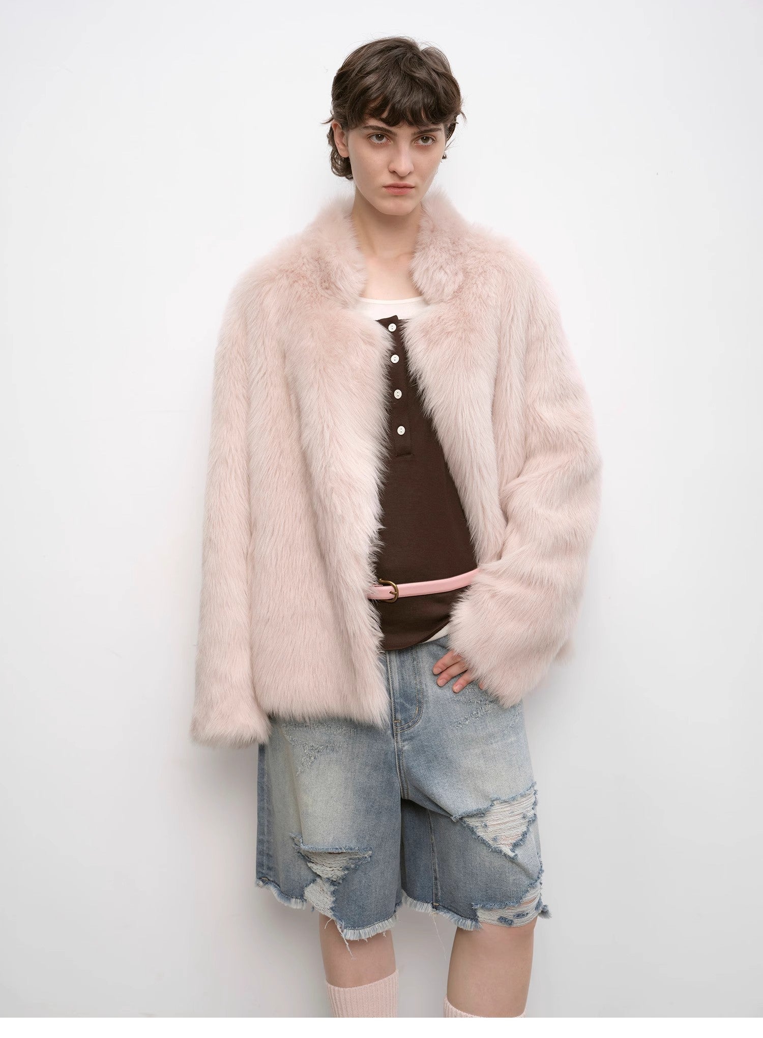 "Heartbeat Mark" Tuscany sheepskin women's short fur coat - variant_title