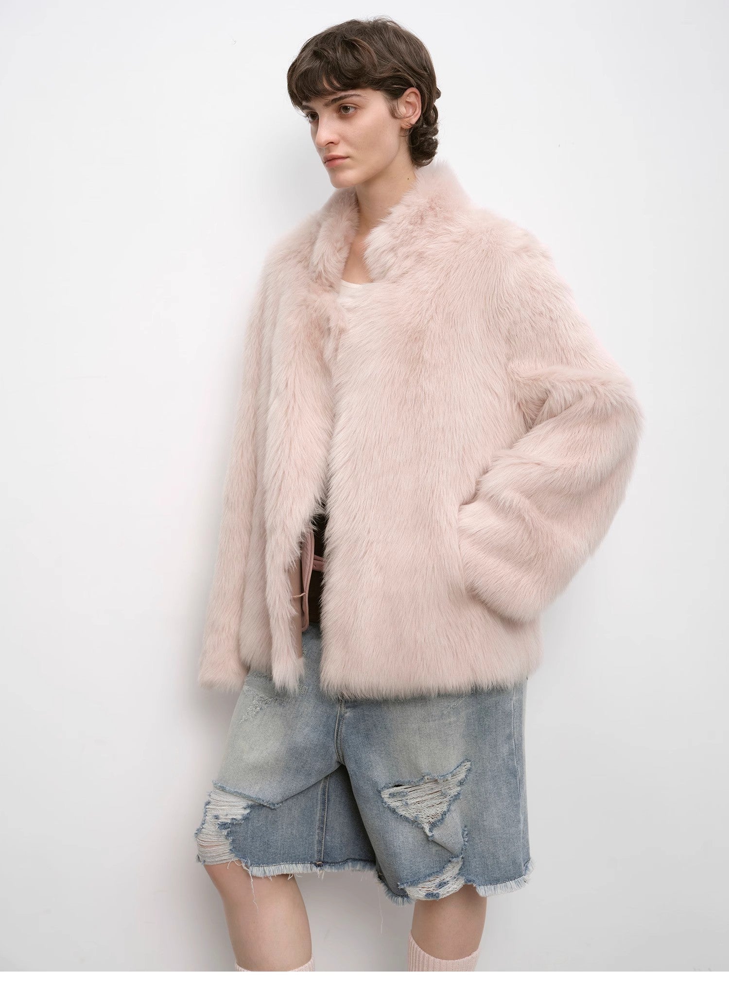 "Heartbeat Mark" Tuscany sheepskin women's short fur coat - variant_title