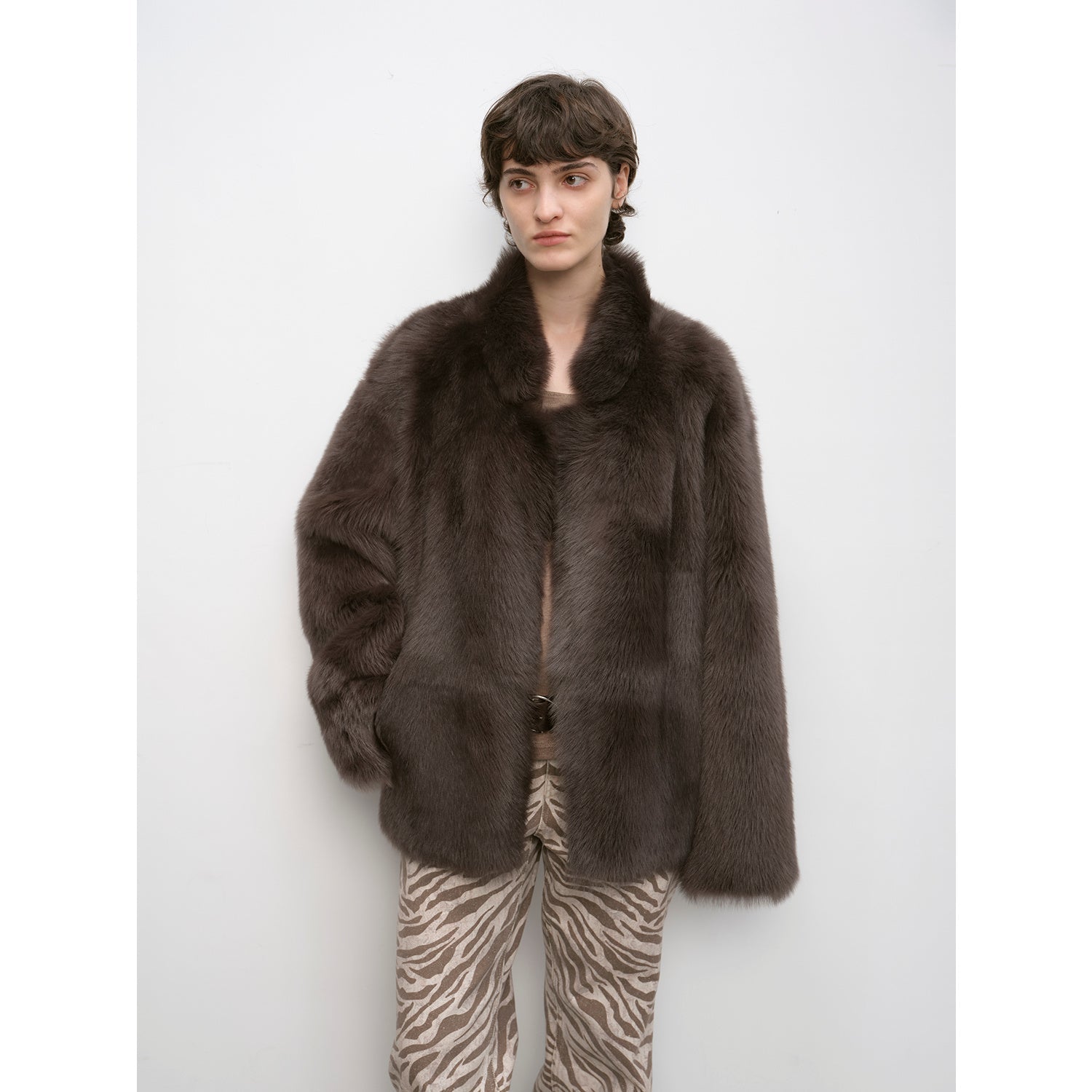 "Heartbeat Mark" Tuscany sheepskin women's short fur coat - variant_title