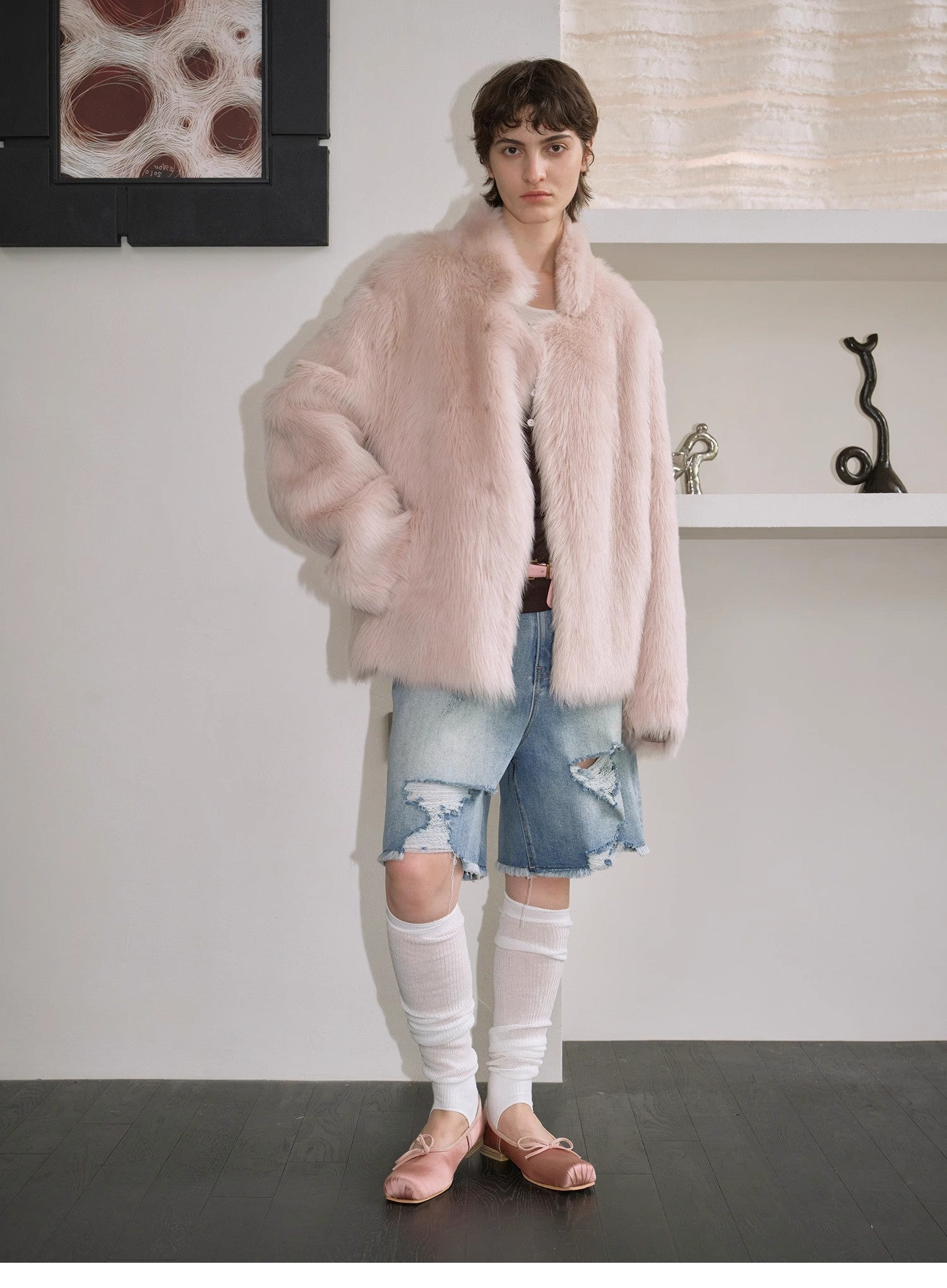 "Heartbeat Mark" Tuscany sheepskin women's short fur coat - variant_title