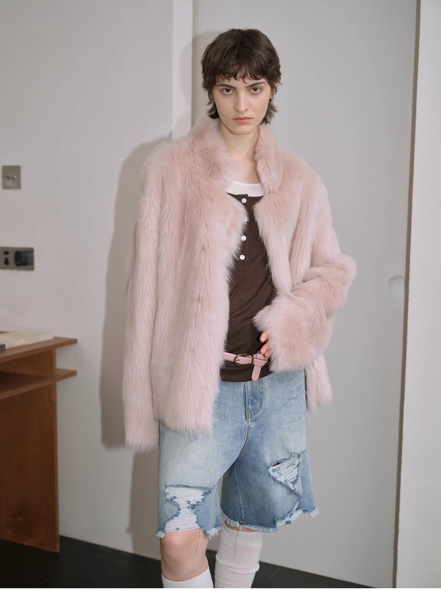 "Heartbeat Mark" Tuscany sheepskin women's short fur coat - variant_title