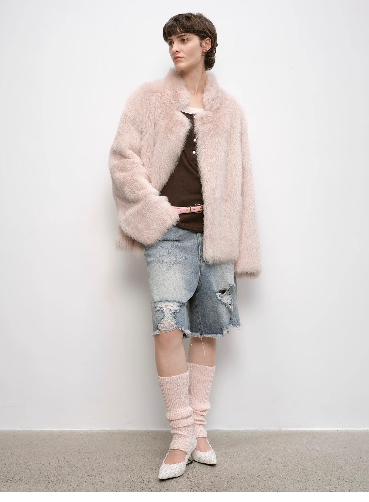 "Heartbeat Mark" Tuscany sheepskin women's short fur coat - variant_title