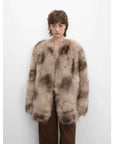 Heartbeat private collection Casual casual sense of chicken heart collar two - color printing craft disc buckle fox fur coat - variant_title
