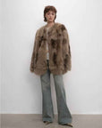 Heartbeat private collection Casual casual sense of chicken heart collar two - color printing craft disc buckle fox fur coat - variant_title