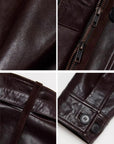 Firelady Fur Women's Waxed Sheepskin Biker Double-Breasted Funnel Neck leather jacket - Belted Heartbeat Radio