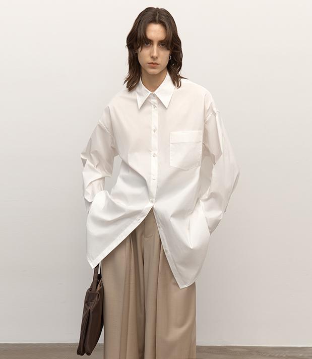 "Heart's Desire" high - end high - density nylon cotton drapes stylish all - match silhouette shirt - variant_title