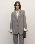 Heavy fine twill worsted wool, asymmetrical collar design, basic classic two - button suit - variant_title