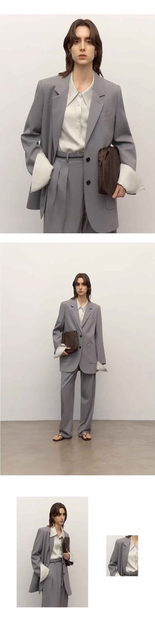 Heavy fine twill worsted wool, asymmetrical collar design, basic classic two - button suit - variant_title