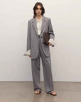 Heavy fine twill worsted wool, asymmetrical collar design, basic classic two - button suit - variant_title
