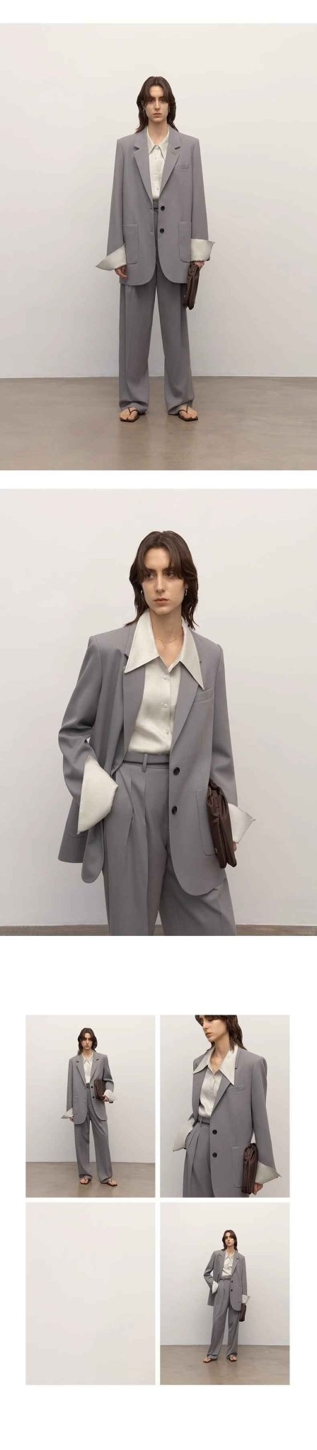 Heavy fine twill worsted wool, asymmetrical collar design, basic classic two - button suit - variant_title