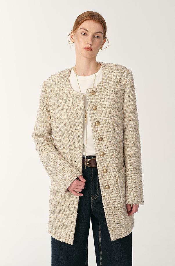 Heavy wool tweed high - end exquisite round neck patch pocket slim Chanel jacket for women - variant_title
