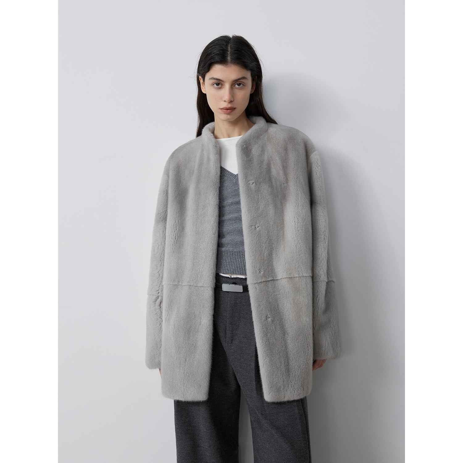 Sheepskin coat detail used to compare care history and resale confidence