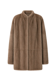 Hera Moonlight Pastel mink mid-length coat, transparent product view