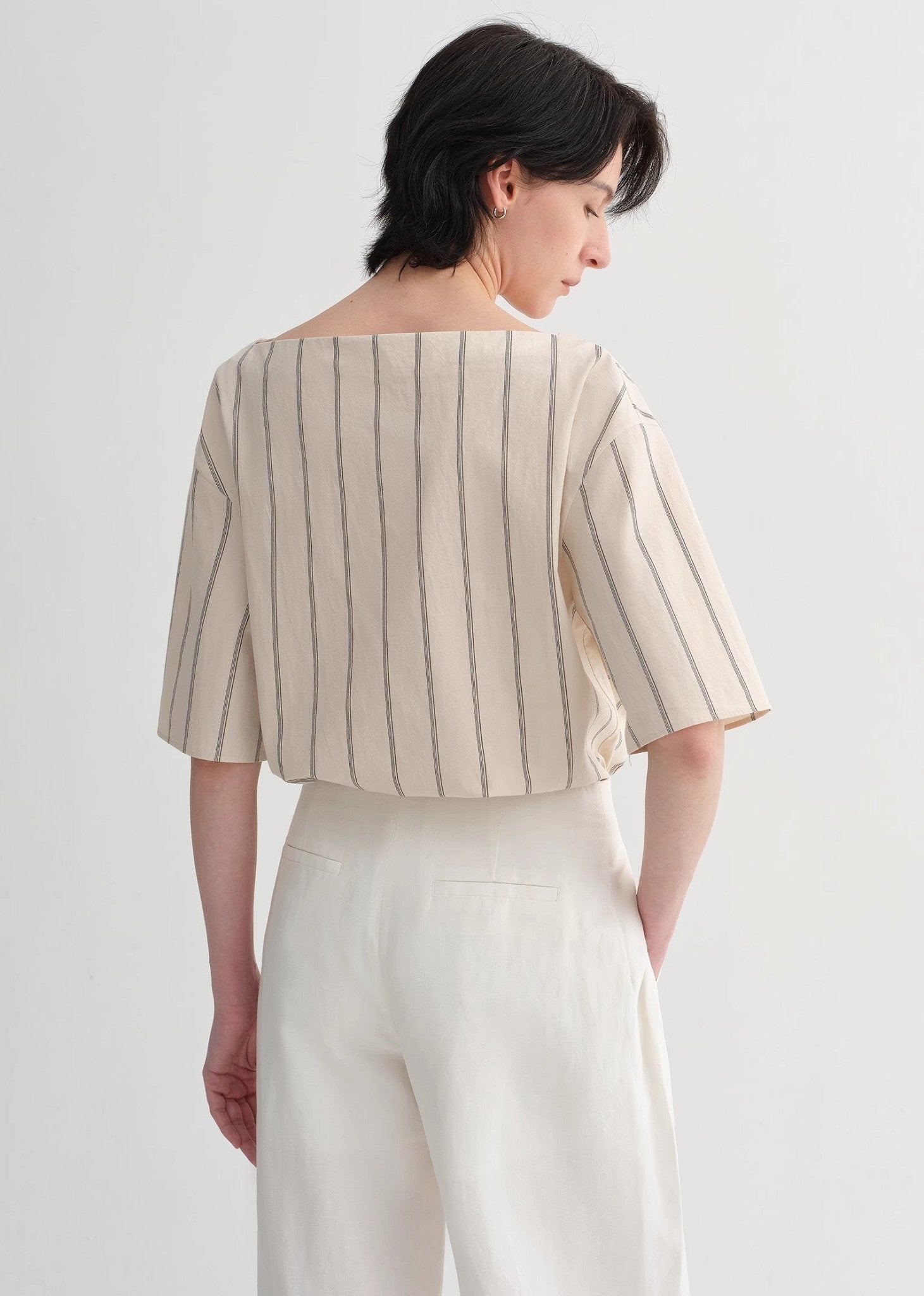 High - intelligence, relaxed, simple, high - quality, long - staple cotton, short - sleeved shirt for women - variant_title