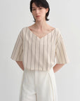 High - intelligence, relaxed, simple, high - quality, long - staple cotton, short - sleeved shirt for women - variant_title