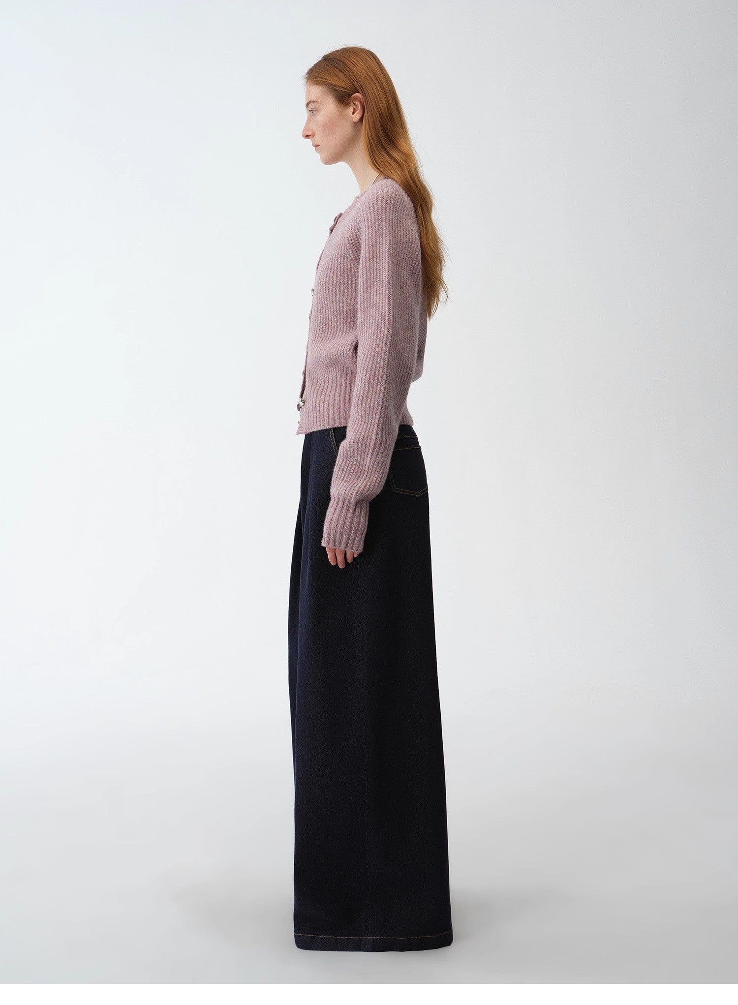 "Hokkaido Weaving Love" wool blend crew neck cardigan top - variant_title