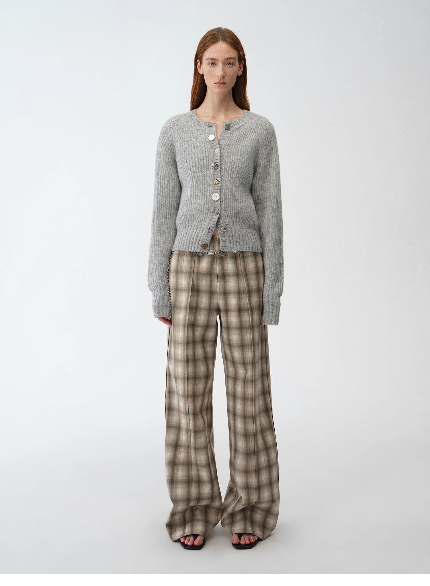"Hokkaido Weaving Love" wool blend crew neck cardigan top - variant_title
