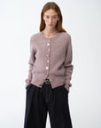 "Hokkaido Weaving Love" wool blend crew neck cardigan top - variant_title