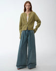 "Hokkaido Weaving Love" wool blend crew neck cardigan top - variant_title