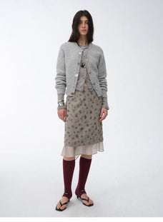 "Hokkaido Weaving Love" wool blend crew neck cardigan top - variant_title