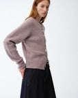 "Hokkaido Weaving Love" wool blend crew neck cardigan top - variant_title