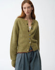 "Hokkaido Weaving Love" wool blend crew neck cardigan top - variant_title
