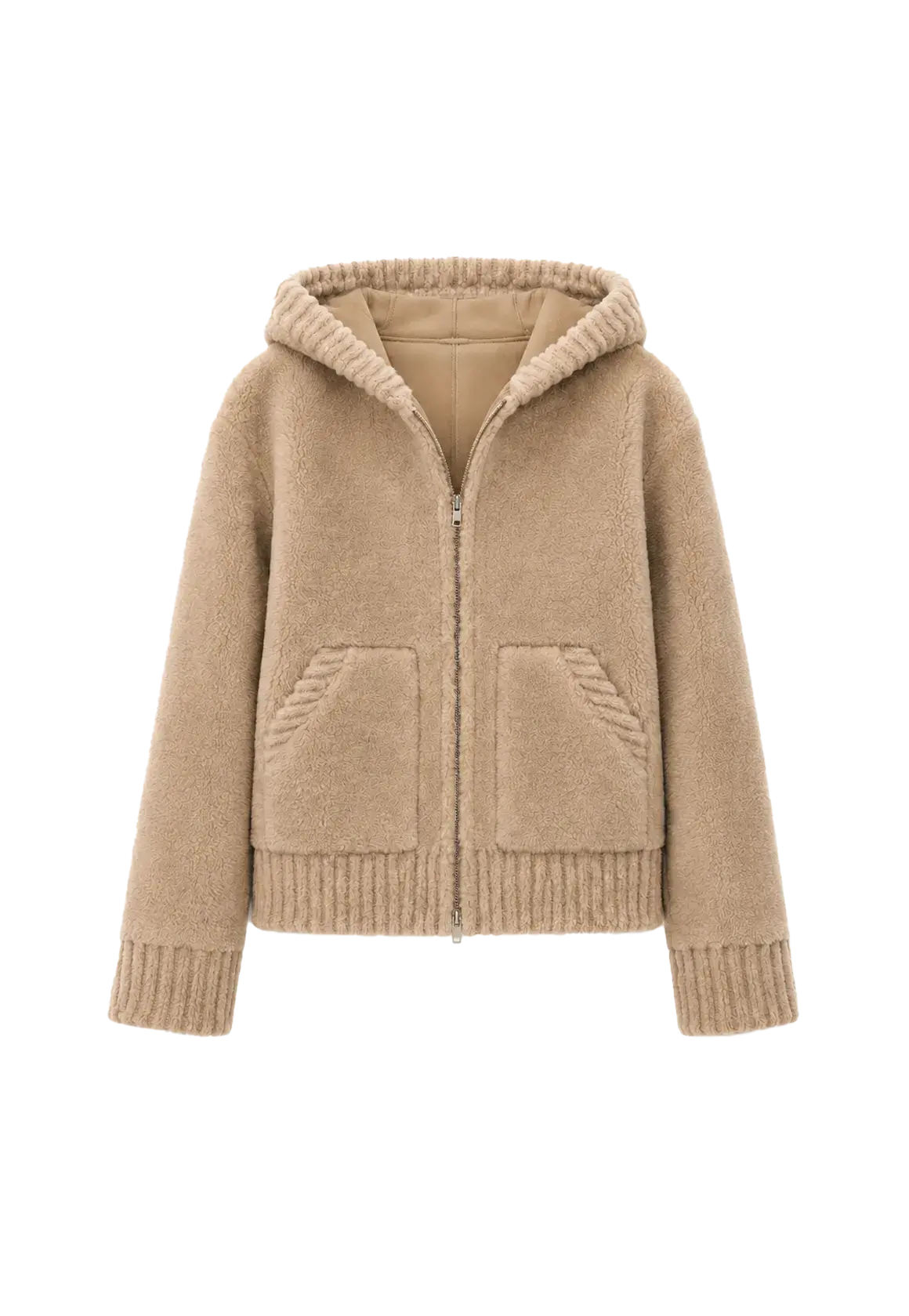 hooded merino sheepskin jacket product image 03